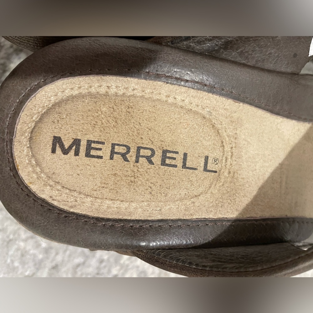 Merrell Luxe Thong Coffee Brown Leather Sandals Women’s Size 7 Open Toe Summer - Picture 4 of 10